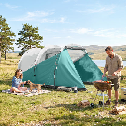 Cort de Camping pentru 3 Persoane, Impermeabil, Tunel, cu Geantă de Transport, 460x260x190 cm, Verde