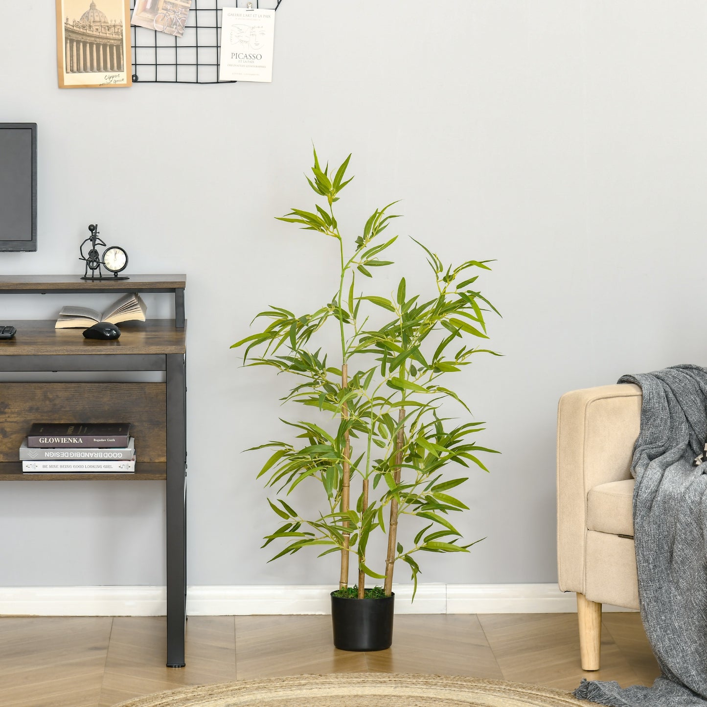 Planta Bambus Artificial Inaltime 120 cm cu Ghiveci pentru Interior si Exterior -Verde