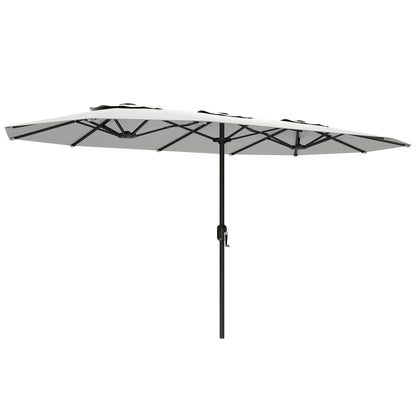 Umbrelă Dublă cu 12 Spițe, cu Manivelă, din Metal și Poliester, 4,6x2,7 m, Alb