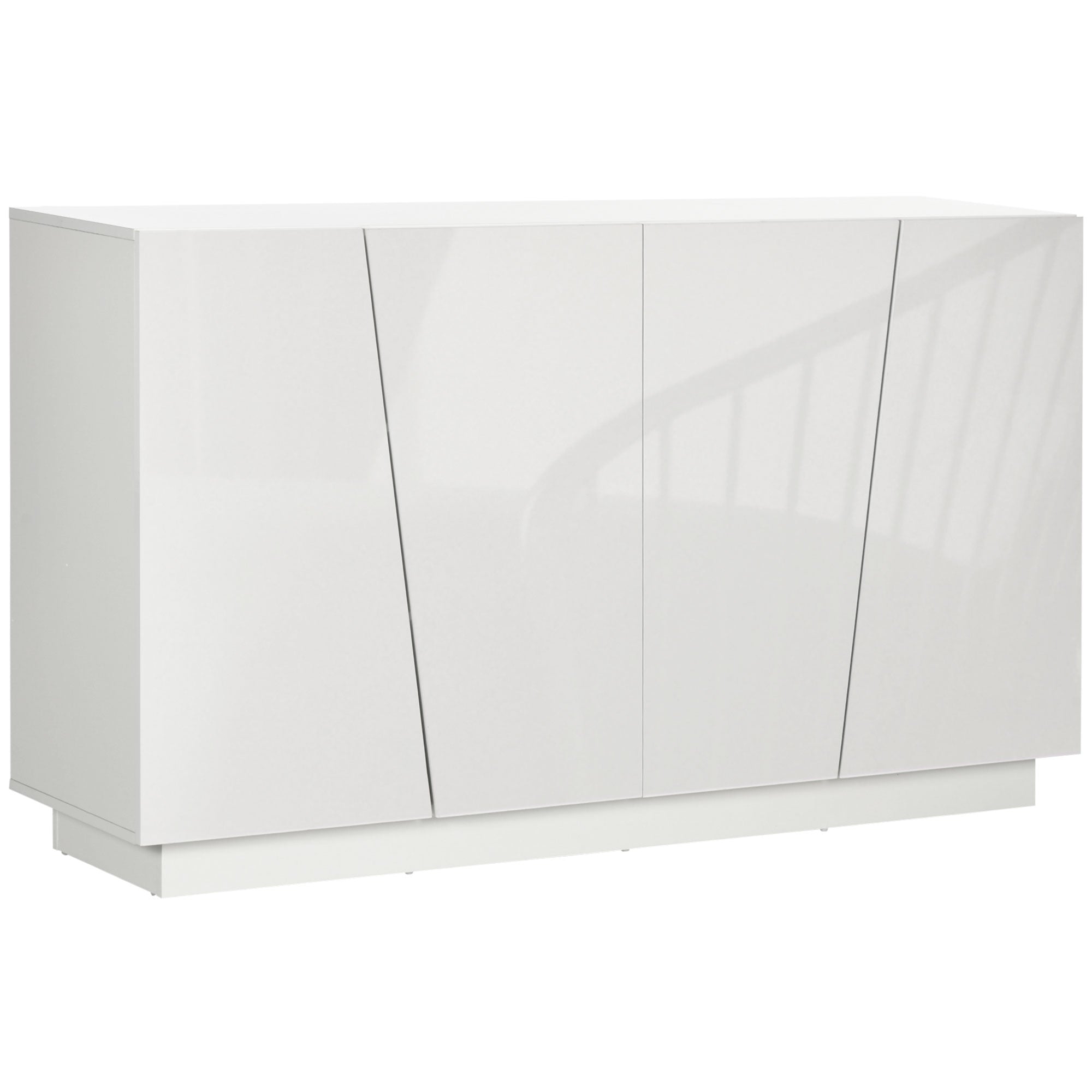 Dulap Multifuncțional de Bucătărie și Cămară cu 5 Niveluri, Bufet Mare din Lemn cu Poliță Reglabilă, 150x40x88 cm, Alb
