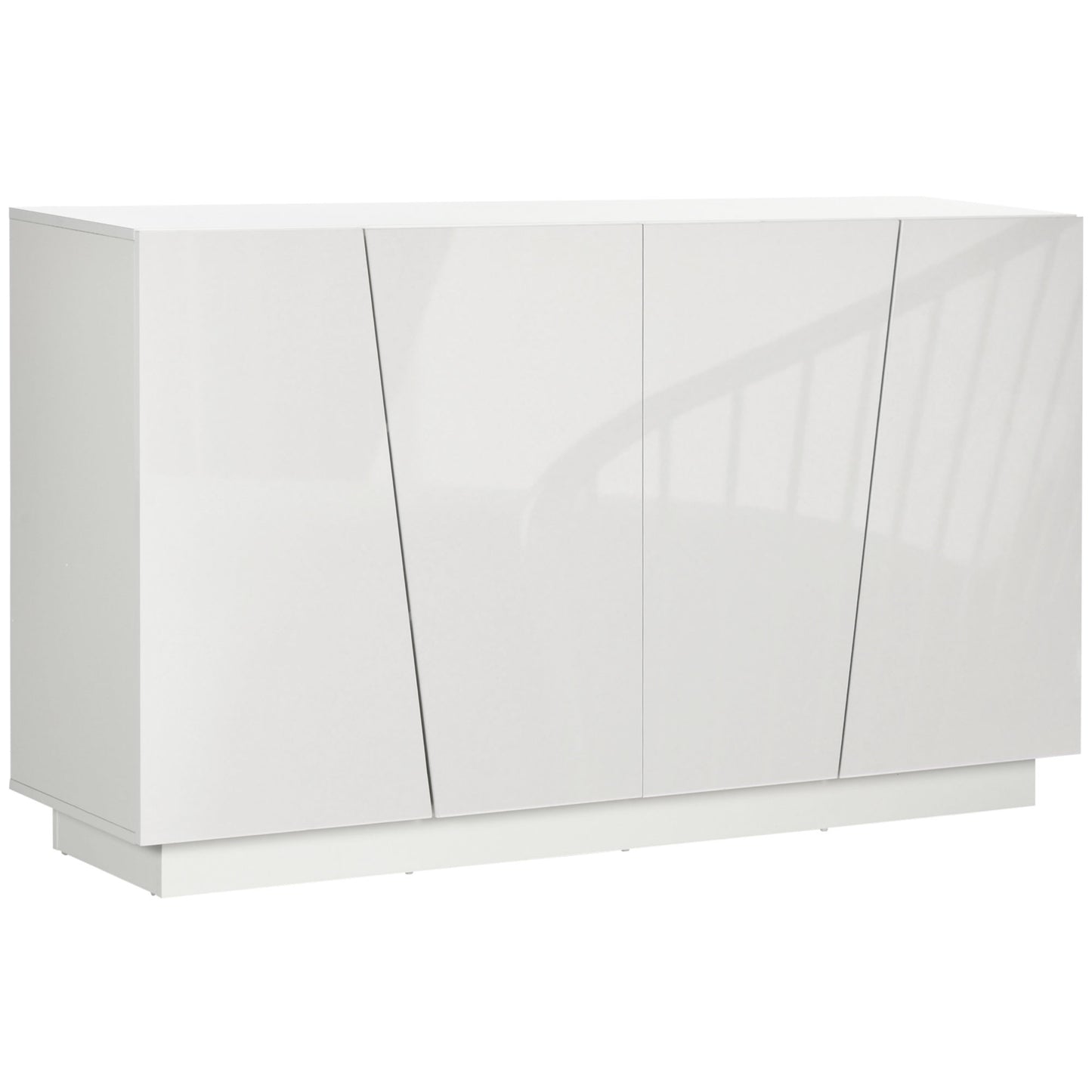 Dulap Multifuncțional de Bucătărie și Cămară cu 5 Niveluri, Bufet Mare din Lemn cu Poliță Reglabilă, 150x40x88 cm, Alb