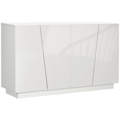 Dulap Multifuncțional de Bucătărie și Cămară cu 5 Niveluri, Bufet Mare din Lemn cu Poliță Reglabilă, 150x40x88 cm, Alb