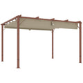 Gazebo Pergolă cu Acoperiș Retractabil, Cuie și Șuruburi, din Poliester și Aluminiu, 382x300x232 cm, Culoare Lemn