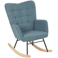 Fotoliu cu leagăn, formă ergonomică, leagăne din lemn solid, până la 120 kg, Albastru deschis