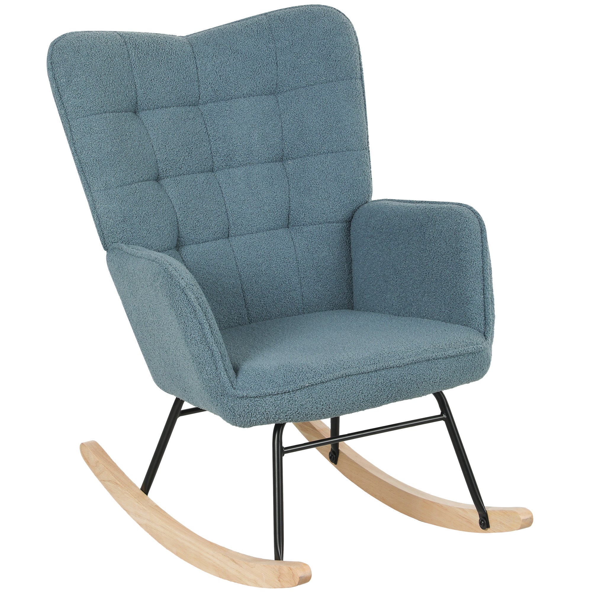 Fotoliu cu leagăn, formă ergonomică, leagăne din lemn solid, până la 120 kg, Albastru deschis