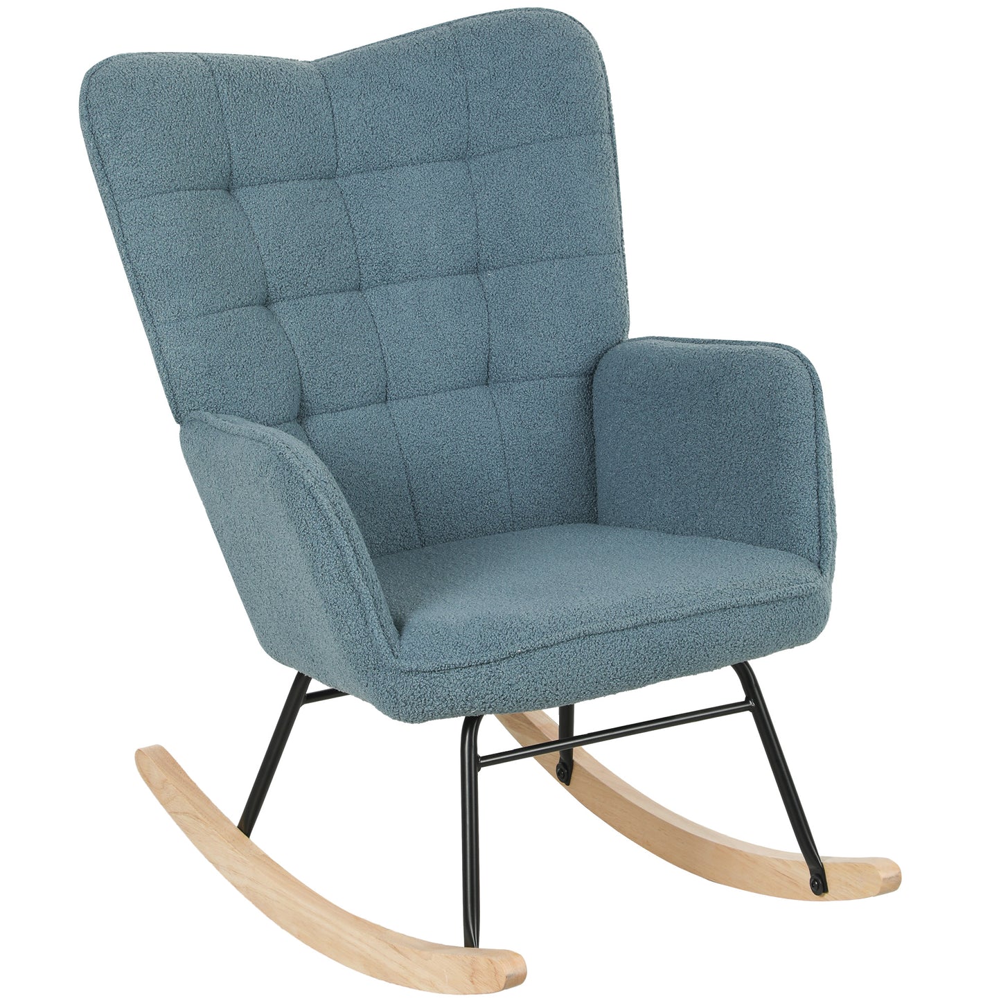 Fotoliu cu leagăn, formă ergonomică, leagăne din lemn solid, până la 120 kg, Albastru deschis