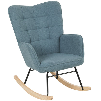 Fotoliu cu leagăn, formă ergonomică, leagăne din lemn solid, până la 120 kg, Albastru deschis