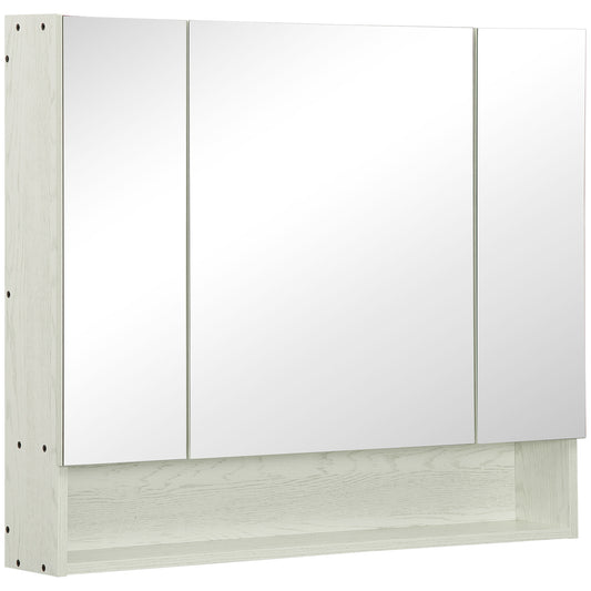 Dulap cu oglinda cu raft reglabil, MDF Sticla 90x15x75cm, Alb