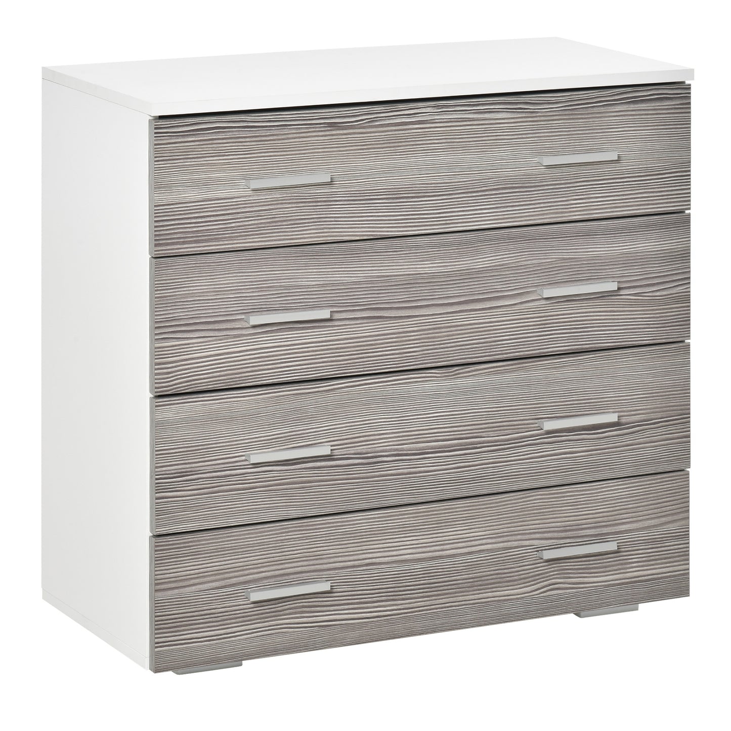 Comoda cu 4 sertare din lemn cu manere din aluminiu 76x35x72cm