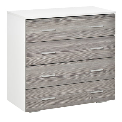 Comoda cu 4 sertare din lemn cu manere din aluminiu 76x35x72cm