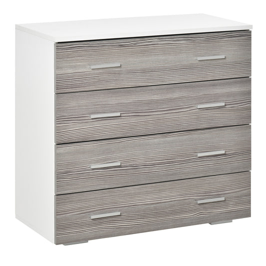 Comoda cu 4 sertare din lemn cu manere din aluminiu 76x35x72cm