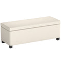 Bancă pentru Capătul Patului cu Spațiu de Depozitare de 84L, din Țesătură cu Aspect de Catifea și Oțel, 112x42x40 cm, Bej