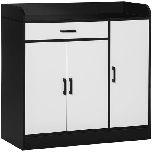 Dulap de bucătărie modern cu 2 dulapuri, 1 sertar și rafturi reglabile, 90×40×90 cm, alb-negru
