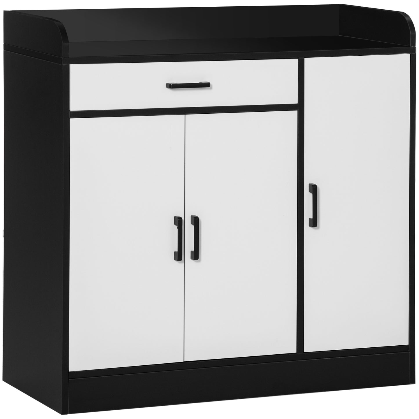 Dulap de bucătărie modern cu 2 dulapuri, 1 sertar și rafturi reglabile, 90×40×90 cm, alb-negru
