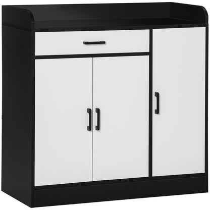 Dulap de bucătărie modern cu 2 dulapuri, 1 sertar și rafturi reglabile, 90×40×90 cm, alb-negru
