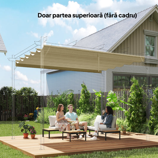 Acoperiș de Înlocuire pentru Pergola Gazebo cu 10 Găuri de Drenaj, Husă Pergolă din Poliester Respirabil, 250x255 cm, pentru Pergola de Grădină 3x3m, Bej