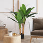 Plantă artificială de bananier, înălțime 120 cm, cu ghiveci inclus pentru interior, verde
