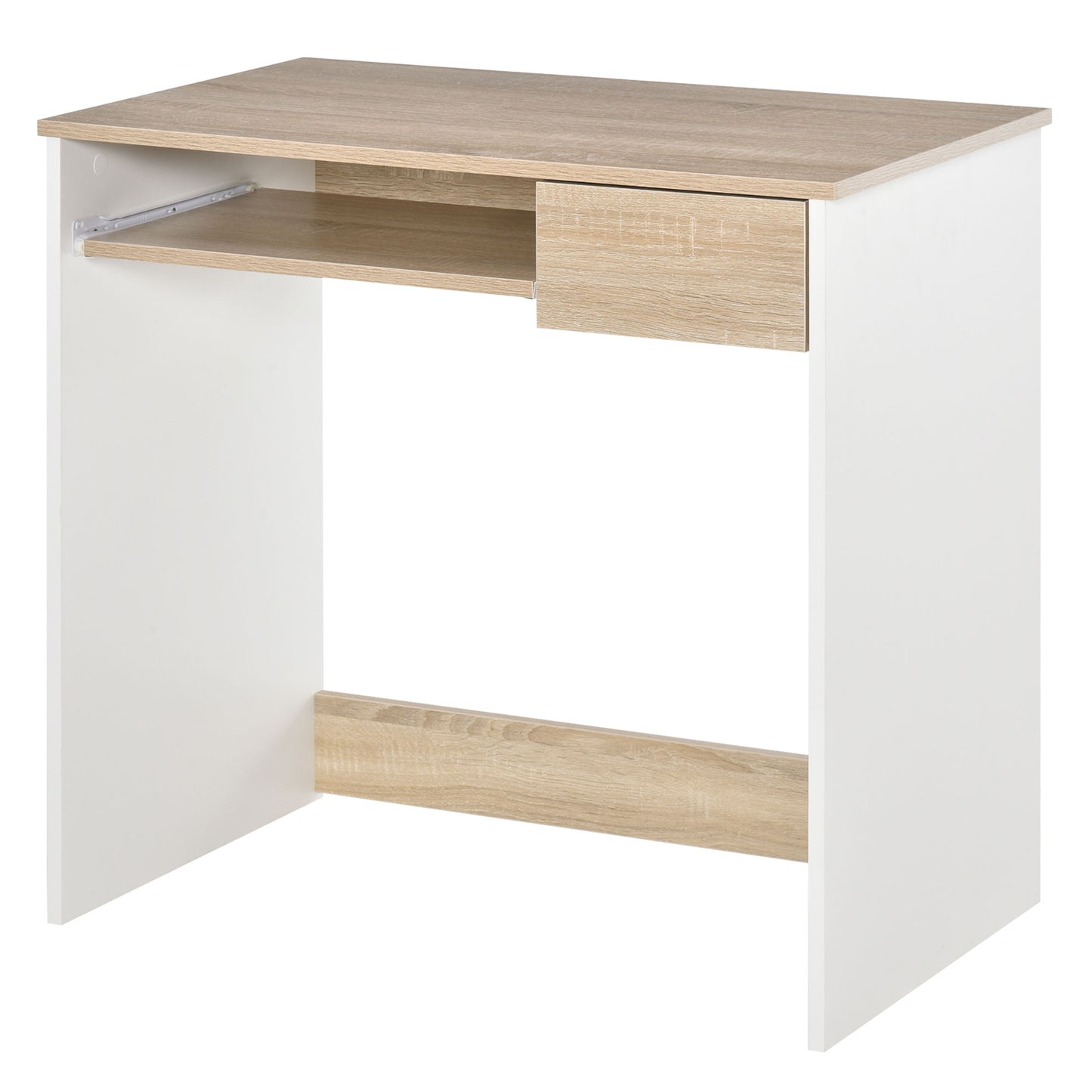 Birou PC Alb & Stejar 80×45×75 cm – Ideal Dormitor sau Acasa