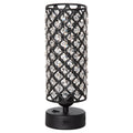 Lampa de Masa cu Abajur din Cristal si 2 Porturi USB, Intensitatea Luminii Reglabila Touch Ф10,8 x 30 cm, Negru