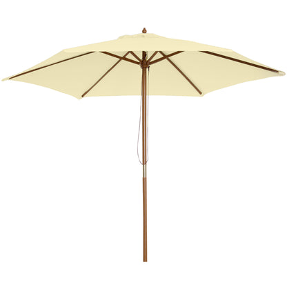 Umbrelă de Grădină Pătrată cu Cadru din Lemn, pentru Terasă, Curte sau Piscină, Protecție Solară, 2.5x2.5 m, Crem