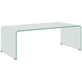 Masă Modernă din Sticlă Securizată pentru Living cu Design dintr-o Singură Piesă, 100x50x35 cm, Transparentă