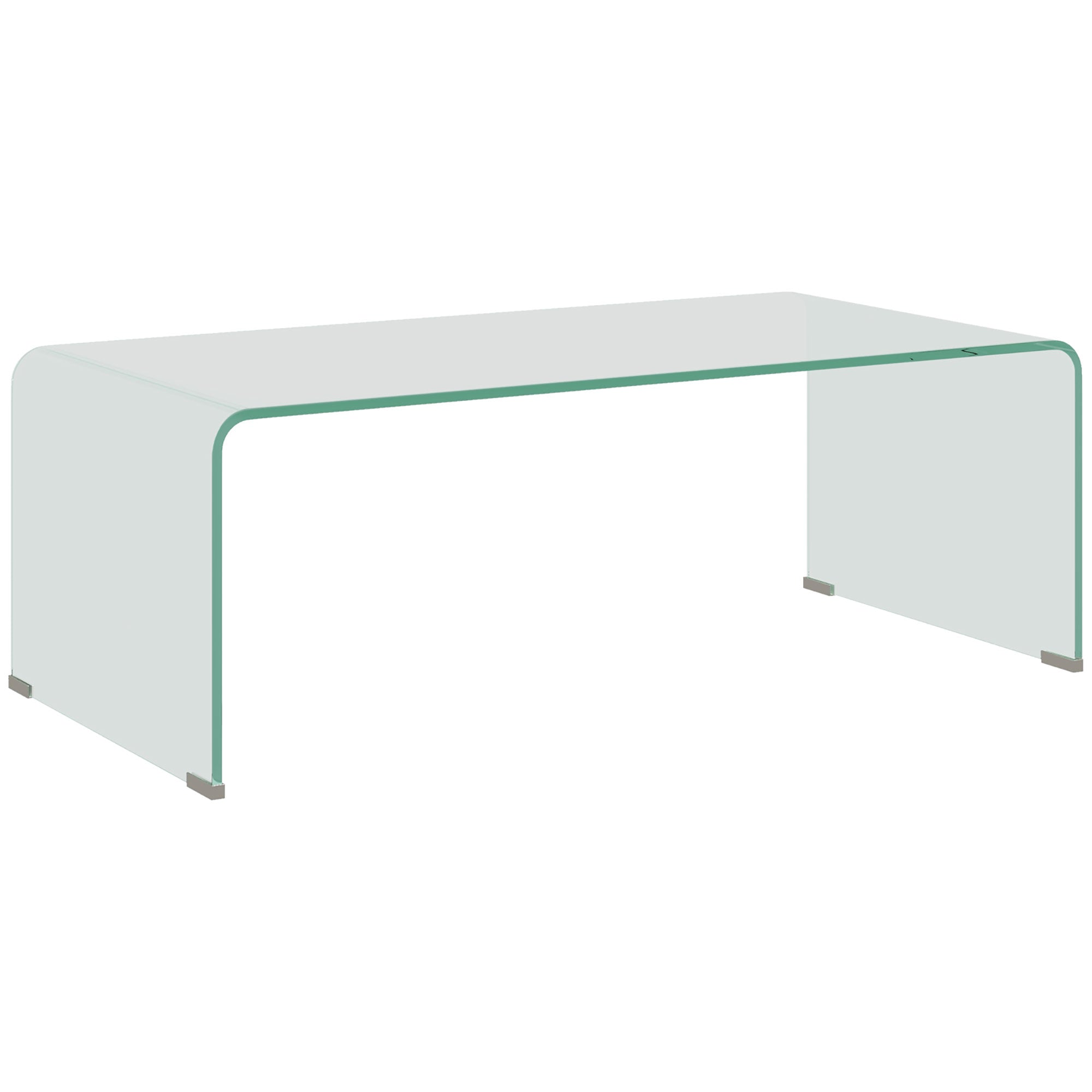 Masă Modernă din Sticlă Securizată pentru Living cu Design dintr-o Singură Piesă, 100x50x35 cm, Transparentă