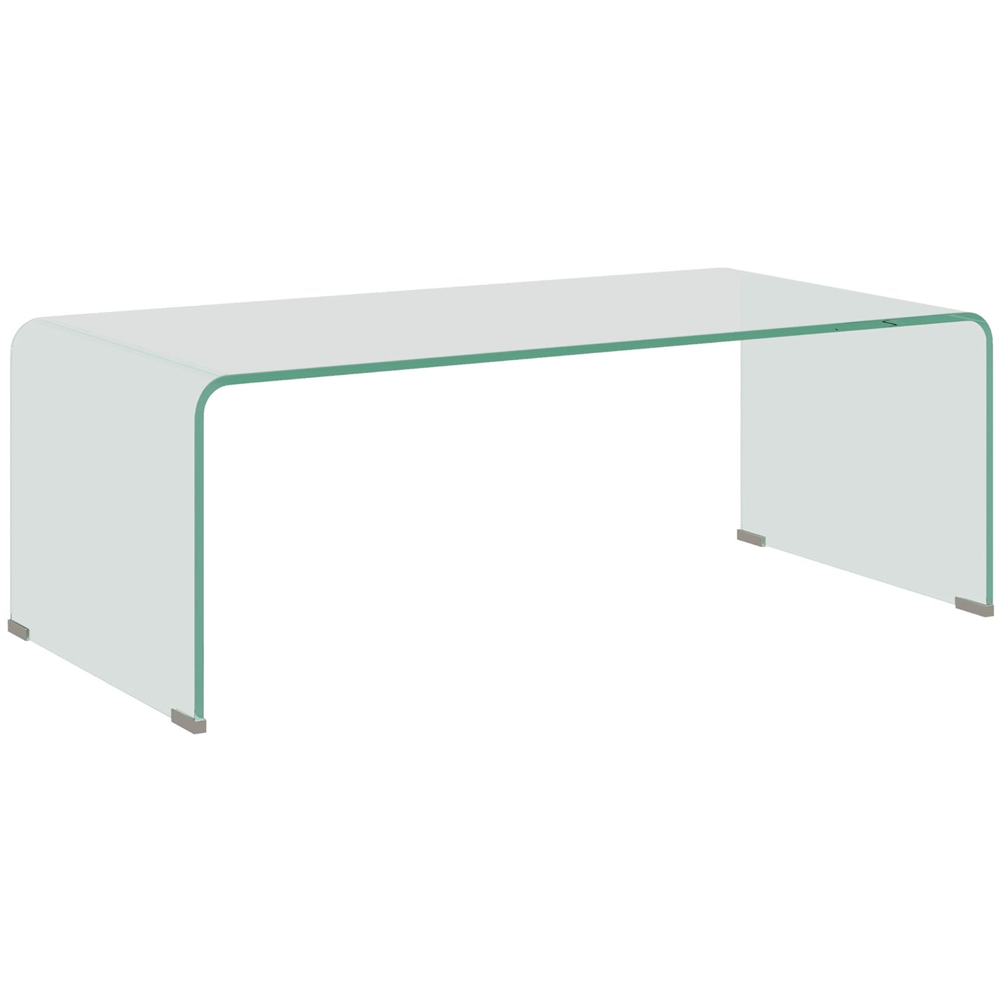 Masă Modernă din Sticlă Securizată pentru Living cu Design dintr-o Singură Piesă, 100x50x35 cm, Transparentă