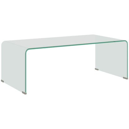Masă Modernă din Sticlă Securizată pentru Living cu Design dintr-o Singură Piesă, 100x50x35 cm, Transparentă