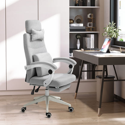 Scaun de Birou Ergonomic, Rotativ și Reglabil pe Înălțime, Tapițat, Gri