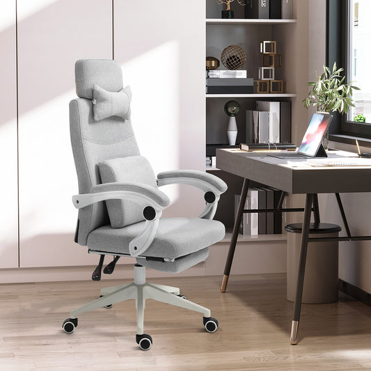 Scaun de Birou Ergonomic, Rotativ și Reglabil pe Înălțime, Tapițat, Gri