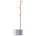 Cuier Dulap pantofi cu 6 Agatatoare in Bambù, Alb, 40x30x180cm