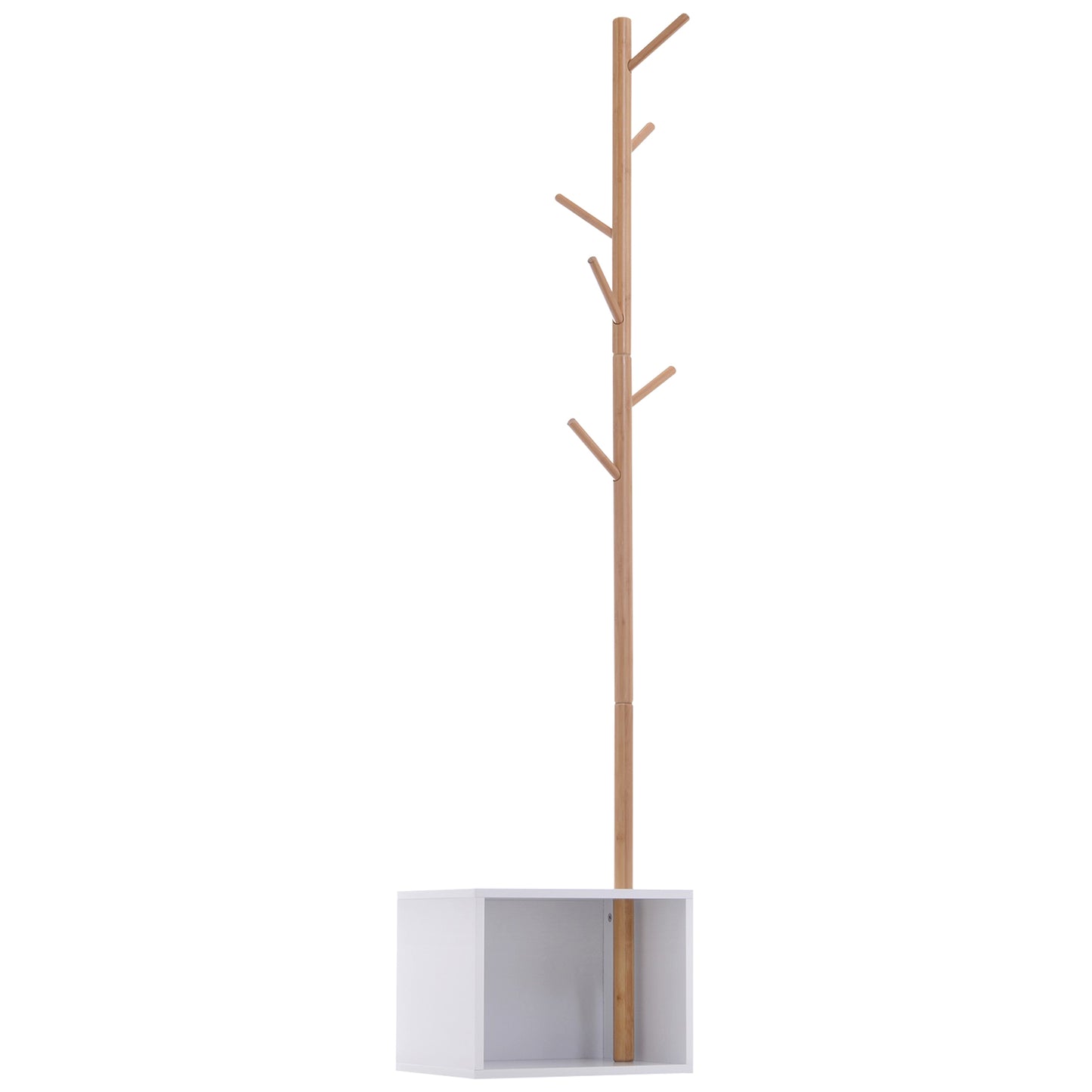 Cuier Dulap pantofi cu 6 Agatatoare in Bambù, Alb, 40x30x180cm
