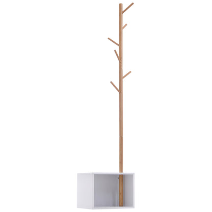Cuier Dulap pantofi cu 6 Agatatoare in Bambù, Alb, 40x30x180cm