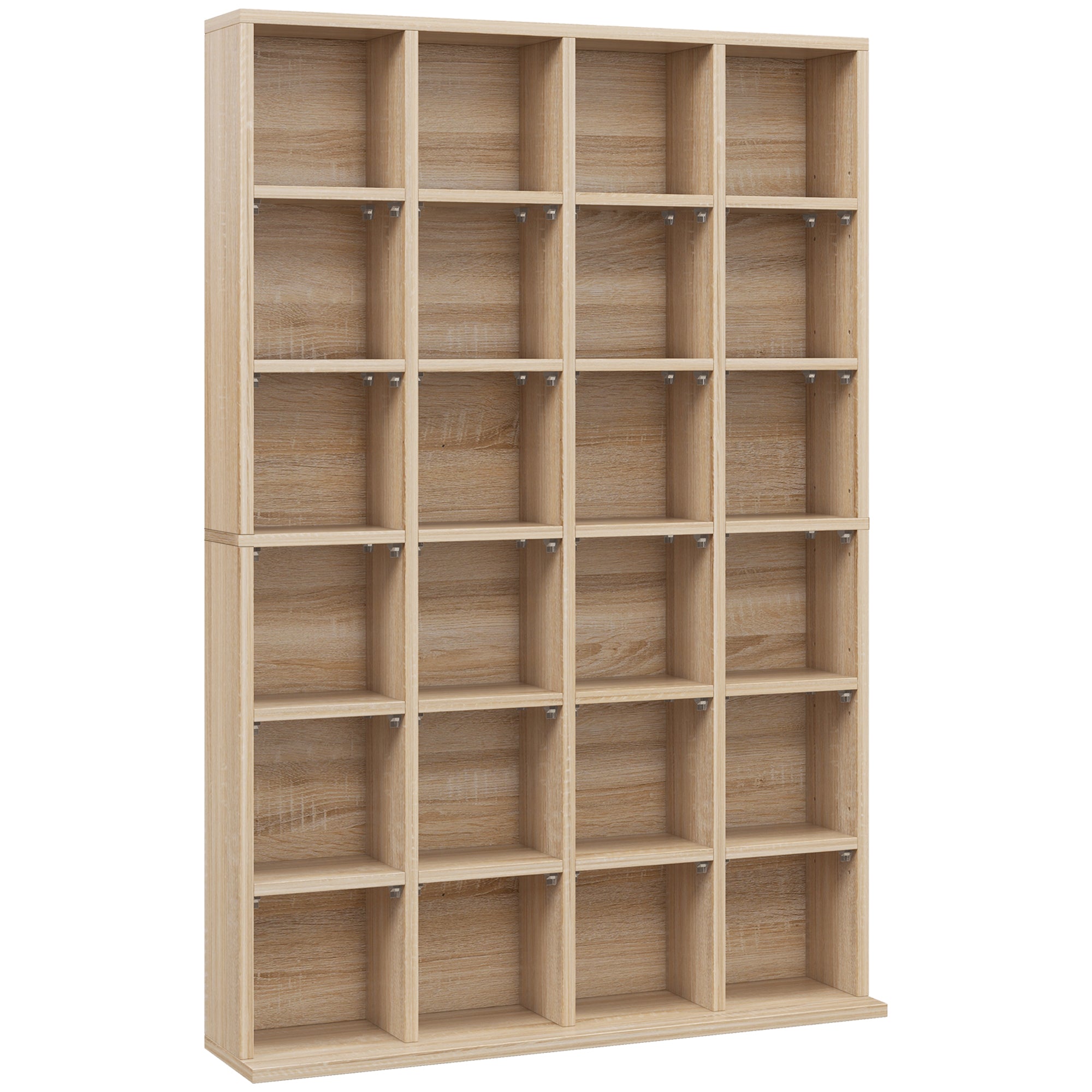 Dulap pentru CD-uri cu rafturi reglabile, capacitate 456 CD-uri sau 336 DVD-uri, 24 de compartimente, 89x20x130,5 cm, lemn