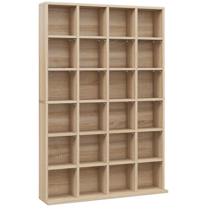 Dulap pentru CD-uri cu rafturi reglabile, capacitate 456 CD-uri sau 336 DVD-uri, 24 de compartimente, 89x20x130,5 cm, lemn