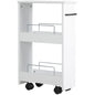 Carucior multifunctional pentru economisirea spatiului pentru baie si bucatarie, carucior din lemn MDF cu roti pivotante si maner, 42,5x20,3x66,7cm, alb