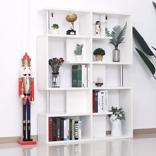 Bibliotecă albă 5 niveluri, Mobilier Librarie cu 5 rafturi 12x28,6x160cm