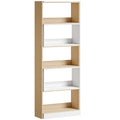 Bibliotecă de Colț cu 5 Polițe, Design Rotativ 350°, Lemn/Alb