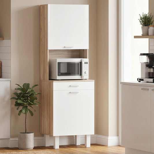Mobilier Bucătărie 174 cm cu Sertar, Rafturi, Blat și Orificiu pentru Cabluri