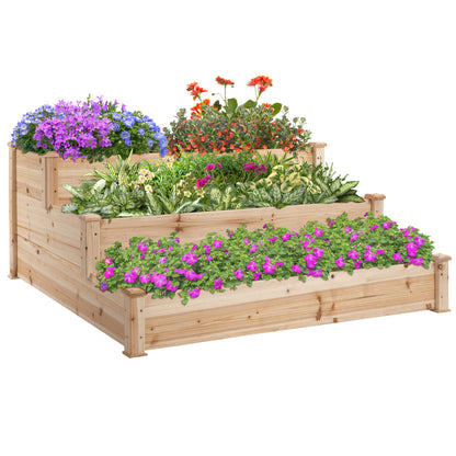 suport 3 rafturi lemn pentru plante, 120x120x56 cm