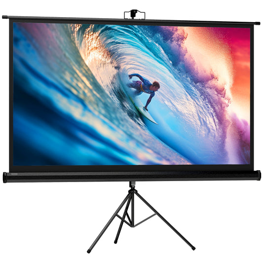 Ecran Proiector Pliabil de 84" Format 16:9 cu Trepied Reglabil, 200x8x118 cm, Negru
