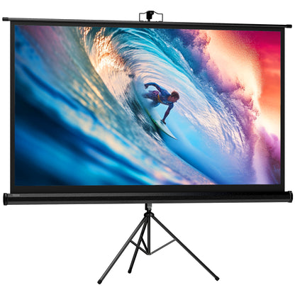 Ecran Proiector Pliabil de 84" Format 16:9 cu Trepied Reglabil, 200x8x118 cm, Negru