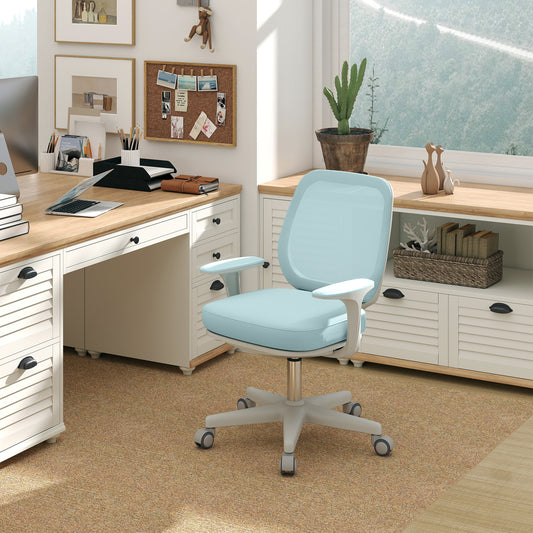 Scaun de Birou Ergonomic, Reglabil pe Înălțime cu Spătar Respirabil, 55x48x82.5-94.5 cm, Verde Deschis