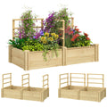 Jardinieră Înălțată din Lemn cu 3 Suporturi pentru Plante, 119x62,5x64 cm, Natural