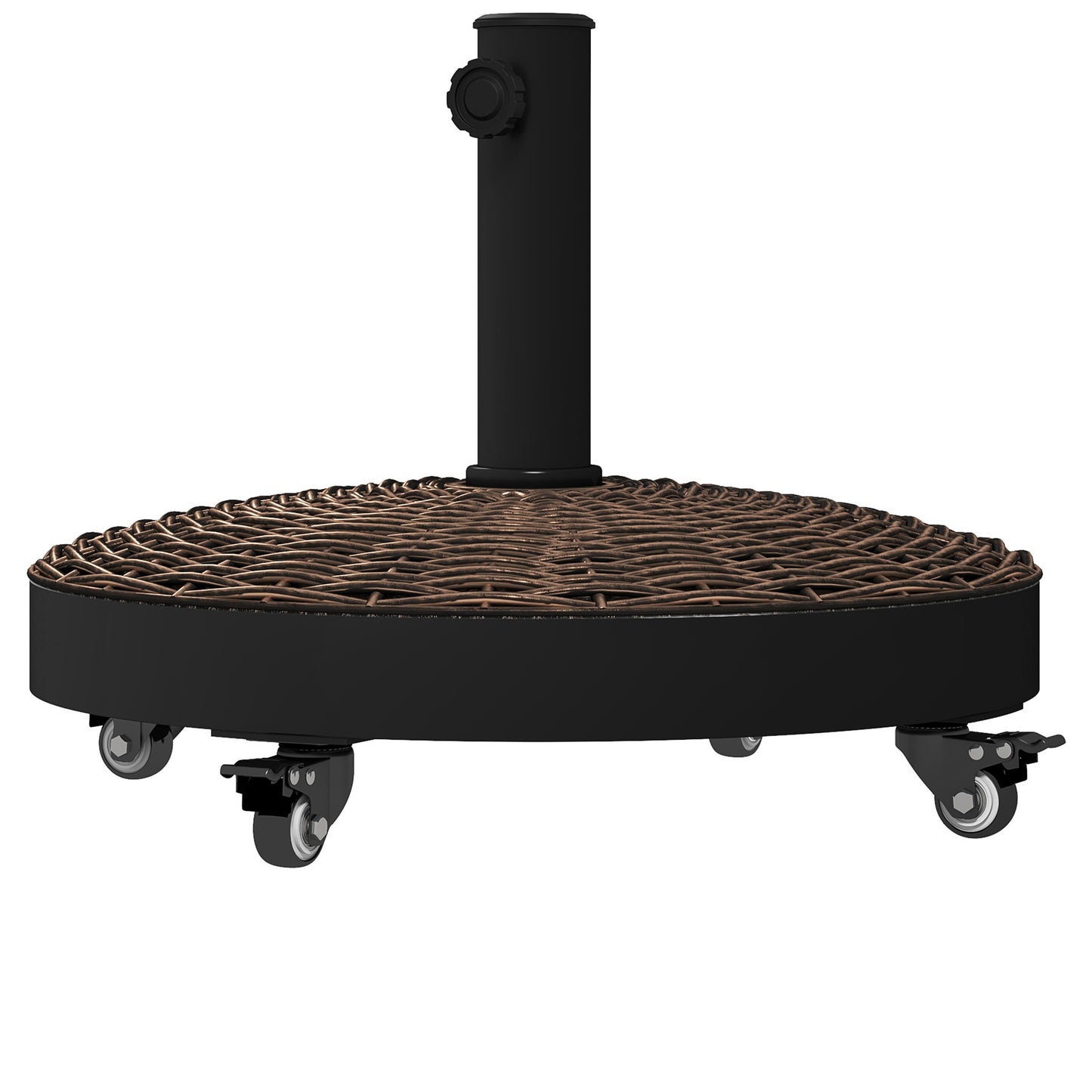 Bază pentru Umbrelă de Grădină Rotundă cu 4 Roți și Frâne, din Oțel și Rășină, Ø52x41 cm, Bronz și Negru