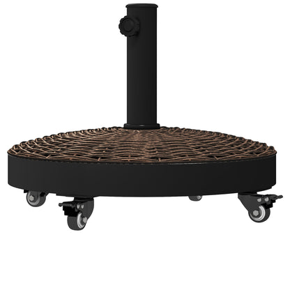 Bază pentru Umbrelă de Grădină Rotundă cu 4 Roți și Frâne, din Oțel și Rășină, Ø52x41 cm, Bronz și Negru