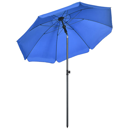 Umbrelă de Plajă 1.8x2 m cu Inclinație la 45° și 8 Stecche, Poliester și Oțel, Albastru