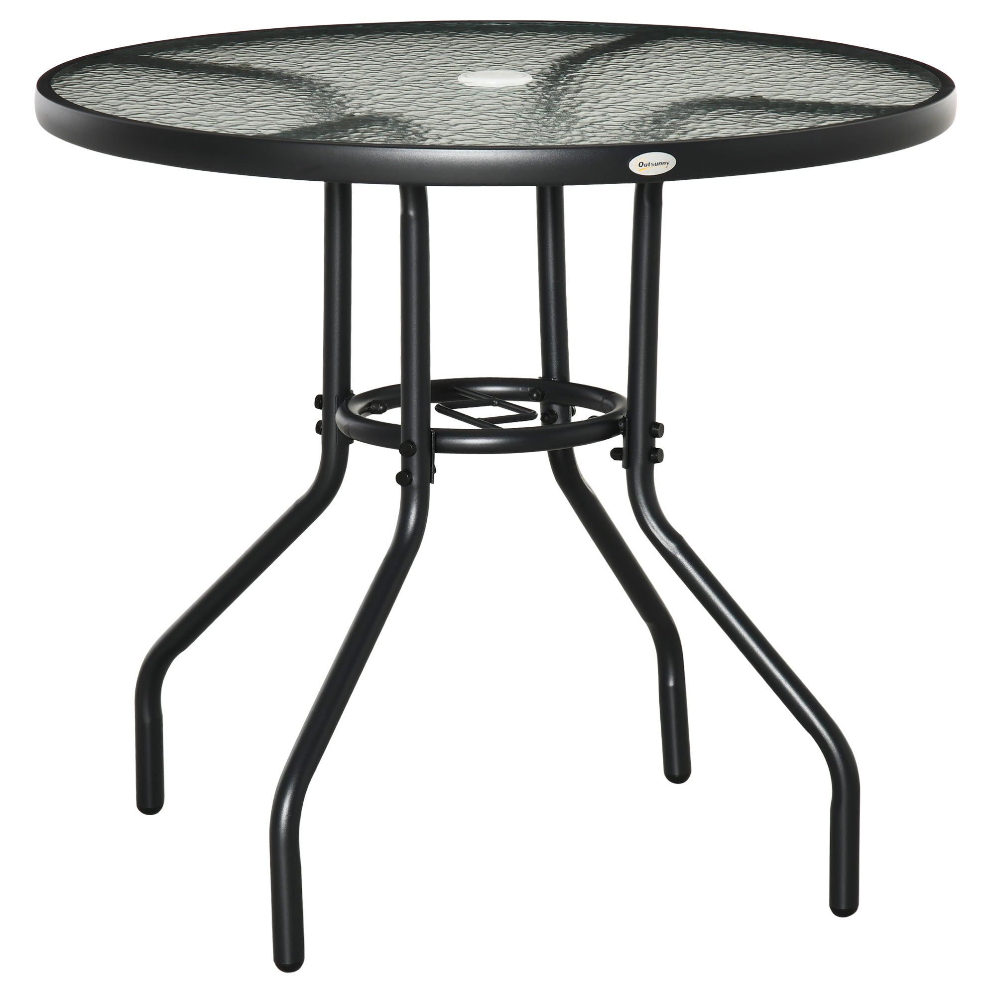Masă de Grădină Rotundă cu Orificiu, 80cm, Neagră