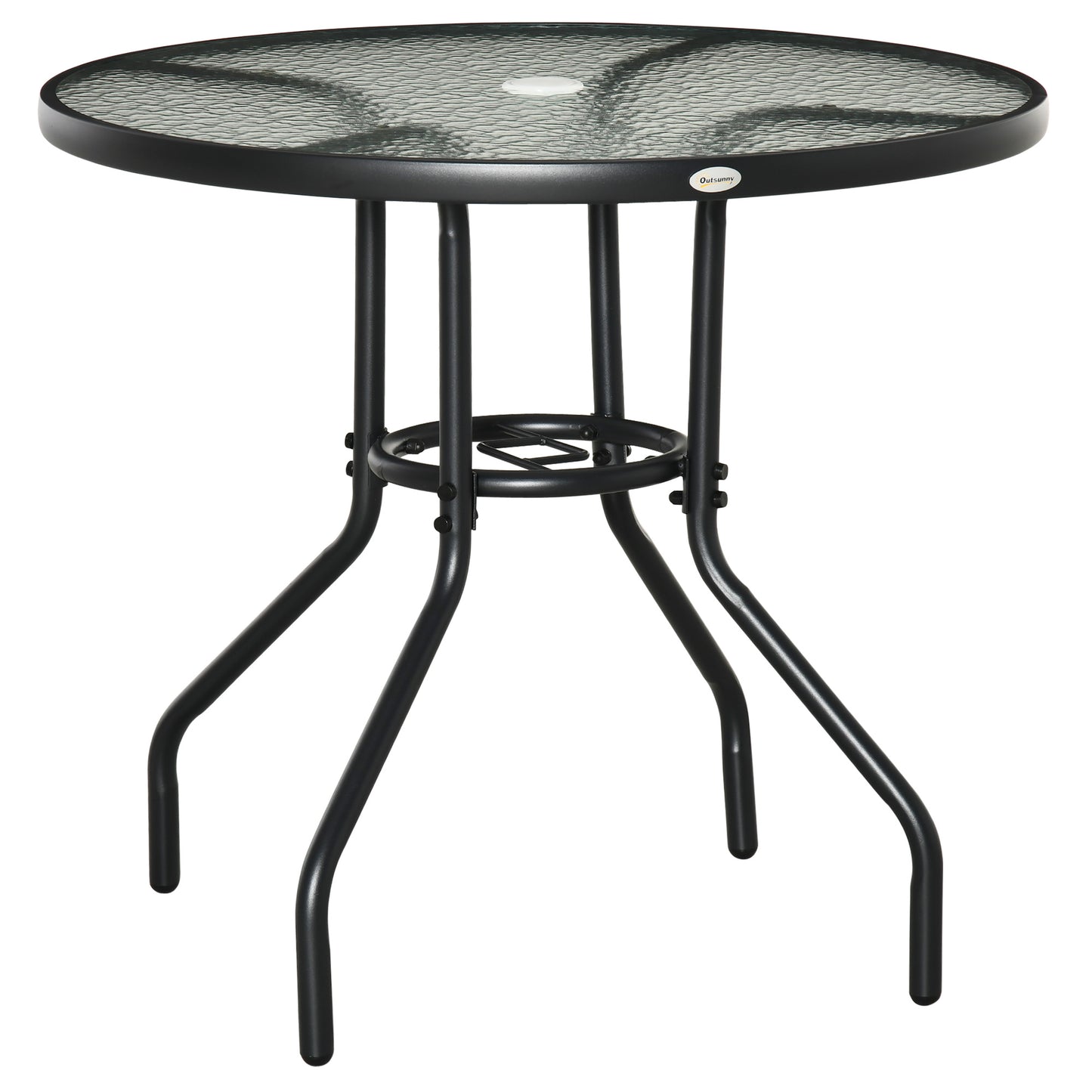 Masă de Grădină Rotundă cu Orificiu, 80cm, Neagră