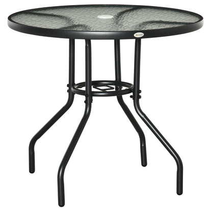 Masă de Grădină Rotundă cu Orificiu, 80cm, Neagră